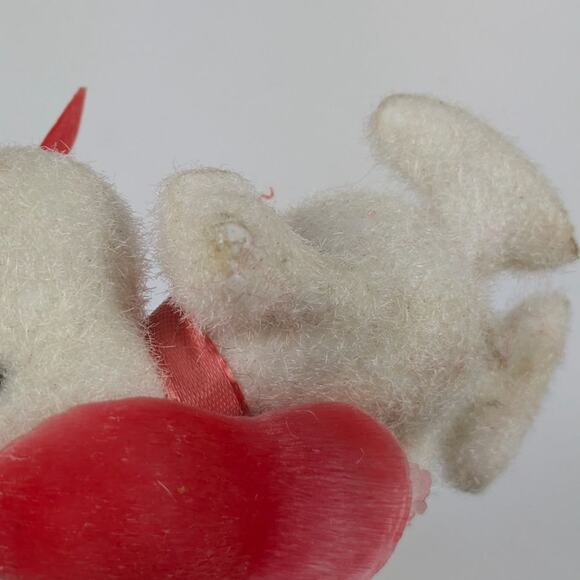 5 Vintage White Felted Snoopy Style Dog Christmas Tree Ornament Ears Tongue RARE - Picture 15 of 16